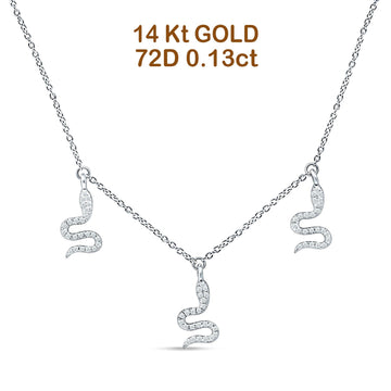 Dangling Diamond Snake Necklace 14K White Gold 0.13ct Wholesale